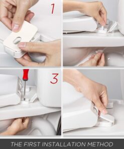 WSSROGY Elongated Toilet Seat with Built in Potty Training Seat, Magnetic Kids Seat and Cover, Slow Close, Fits both Adult and Child, Plastic, White 25 61LRNXqc8SL