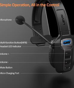 LEVN Bluetooth Headset with Microphone, Trucker Bluetooth Headset with AI Noise Cancelling & Mute Button, Wireless On-Ear Headphones 60 Hrs Working Time, for Trucker Home Office Remote Work Zoom LE-HS012 25 61LTHaXu SL
