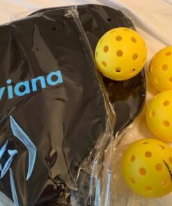 Pro Aviana Pickleball Paddle Set of 2 Durable Graphite Surface USAPA Approved Honeycomb Core Paddles with 4 Outdoor Balls 34 61LTQwdF61L