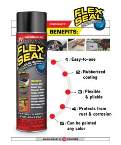 Flex Seal, 14 oz, Black, Stop Leaks Instantly, Waterproof Rubber Spray On Sealant Coating, Perfect for Gutters, Wood, RV, Campers, Roof Repair, Skylights, Windows, and More 14 Ounce (Pack of 1) 24 61LTy8C8X1L