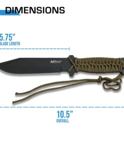 Alternative view of MTech USA – Fixed Blade Knife –Black Stainless Steel Blade, Green Cord Wrapped Handle, Full Tang, Includes Nylon Sheath - Hunting, Camping, Survival, Tactical, EDC – MT-528C, Small