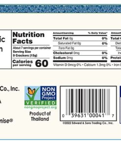 Edward & Son's Organic Unsalted Plain Brown Rice Snaps – Oven Baked, Whole Grain, Gluten Free, No Added Oils, Non-GMO Project Verified, USDA Organic – 3.5 Oz (Pack of 12) 8 61LV4Lv9BJL
