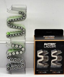 Battery Ladder (TM) Clear AA & AAA Combo Battery Holder/Storage - Vertical Organizer Case That Holds 28 AAA & 20 AA Batteries - Stackable, Expandable and Wall Mountable - Combo Pack 26 61LVHY LABL