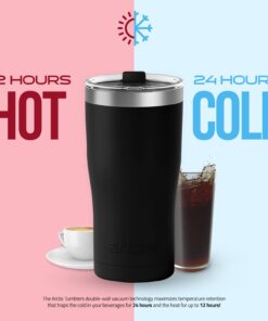 Arctic Tumblers | 30 oz Matte Black Insulated Tumbler with Straw & Cleaner - Retains Temperature up to 24hrs - Non-Spill Splash Proof Lid, Double Wall Vacuum Technology, BPA Free & Built to Last 30 oz Tumbler Matte Black Powder Coat 8 61LZ2HOViL