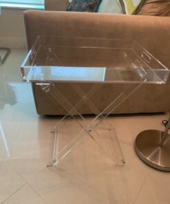 Designstyles Acrylic Folding Tray Table – Modern Chic Accent Desk - Kitchen and Bar Serving Table - Elegant Clear Design 39 61LZCmjtDPL