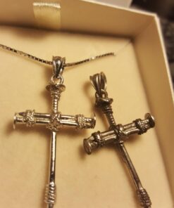 Honolulu Jewelry Company Sterling Silver Rope & Nail Cross Necklace Pendant with 18" Box Chain 14 61LZW4re6VL