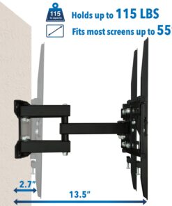 Mount-It! Articulating TV Wall Mount Corner Bracket, VESA 400 x 400 Compatible, Stable Dual Arm Full Motion, Swivel, Tilt Fits 32, 37, 40, 42, 47, 50 Inch TVs, 115 Lbs Capacity with HDMI Cable Black 31 61LbzHlnMZL