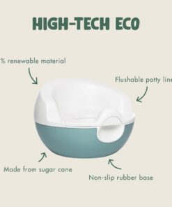 Eco by Naty Potty - Sustainable and Potty for Kids, Easy-to-Use Kid and Baby Potty Training Toilet with Flushable, Compostable Potty Liners, Green/White, (245531) 8 61LcsqcwnWL