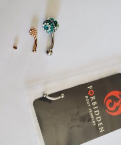 Forbidden Body Jewelry Surgical Steel Petite Belly Button Rings Curved Navel Barbell Set 14G 5/16 inch, 3mm end balls (2pcs-Select Colors) Steel/Rose Gold 27 61LcvsELKwL