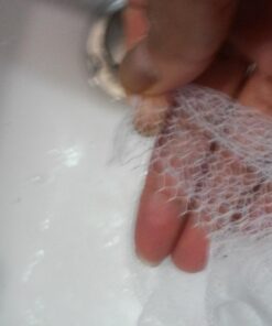 Shower Loofah on a Stick Body & Back Scrubber - Long Handled Mesh Bath Sponge Pouf Luffa Brush on a Stick with a Wood Handle for Men & Women - Easy Reach Body Wash & Lotion Applicator 1 Count (Pack of 1) 29 61LdQUDRXdL