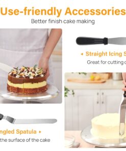 Kootek Aluminium Cake Turntable, 12 Inch Rotating Cake Stand, 35 pcs Cake Decorating Kit Supplies with 24 Numbered Icing Piping Tips, 2 Frosting Spatula, Pastry Bags and Other Baking Tools 22 61Le7LXvExL