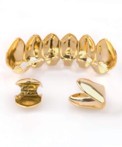 Gold Grillz Mouth Teeth 24K Plated Gold Custom Fit Top & Bottom Set Caps Grillz For Women Gift + Extra Molding Bars + Microfiber Cloth 27 61LeGpVYB5L