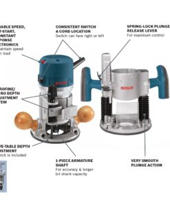 BOSCH 1617EVSPK Wood 12 Amp Router Tool Combo Kit - 2.25 Horsepower Plunge Router & Fixed Base with a Variable Speed 32 61LgQNZkgVL 1