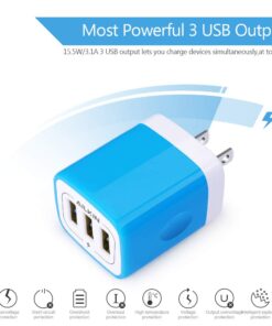 USB Charger Multi Port, AILKIN USB Charger Charging Block USB Wall Plug Travel Charger Fast Phone Cube Brick USB Box for iPhone 15 14 13 12 11 10 X, Samsung Galaxy, Google Pixel, Motorola (Blue/3Port) 1Pack 3 USB Port Blue 9 61LhkWogzRL