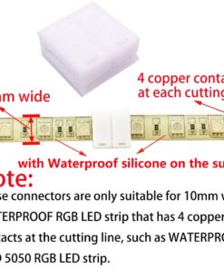 Alternative view of TronicsPros 10pcs 4 Pin Solderless Waterproof LED Strip to Strip Connector RGB Flex LED Ribbon LED Rope LED Tape Light Gapless Adapter for 10mm Wide Waterproof SMD 5050 RGB Flexible LED Strip Light White (only for Waterproof RGB 5050 LED strip)
