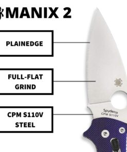 Spyderco Manix 2 Signature Knife with 3.37" CPM S110V Steel Blade and Durable Dark Blue G-10 Handle - PlainEdge - C101GPDBL2 29 61LlMA7GwNL