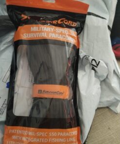 620 LB SurvivorCord Hank, Paracord 550 Type III, Military Grade, Heavy Duty Paracord with 3 Survival Strands, Cordage for Camping, with Survival Firestarter. Black (100 Ft) 100 Feet 36 61Lmhv8t7L