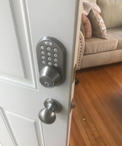 MiLocks TFK-02SN Digital Deadbolt Door Lock and Passage Knob Combo with Keyless Entry via Keypad Code for Exterior Doors, Satin Nickel 14 61LmyzPqjcL