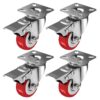 Online Best Service 4 Pack Caster Wheels Swivel Plate On Red Polyurethane Wheels (2 inch with Brake) 2 inch with Brake 24 61LoQccJOYS