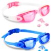 EverSport Swim Goggles Pack of 2 Swimming Goggles Anti Fog for Adult Men Women Youth Kids Blue & Pink 6 61LuWFLp2LL