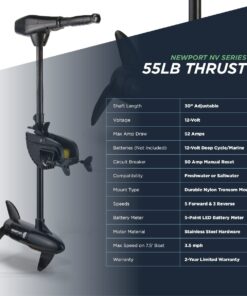 Newport NV-Series Thrust Saltwater Transom Mounted Trolling Electric Trolling Motor w/LED Battery Indicator 55lb Thrust 17 61LvsOmEp3L