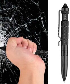 KEPEAK Military Tactical Pen, Professional Self Defense Pen, Emergency Glass Breaker Pen - Tungsten Steel, Writing Tool with 6 Refill Black 22 61LwU3DoiWL