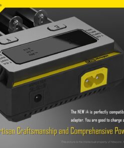 NITECORE New i4 battery Charger For Li-ion / IMR / Ni-MH/ Ni-Cd 18650 18350 16340 RCR123 14500 AA AAA D C w/ Ac and 12V DC (Car) power cords, EdisonBright BBX3 battery box, 2 X AA to D type batteries 19 61LyeJXhHWL