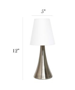 Alternative view of Simple Designs LT2014-WHT-2PK Valencia Brushed Nickel Mini Touch Table Lamps with Fabric Shades, White (Pack of 2) Brushed Nickel Base with White Shades