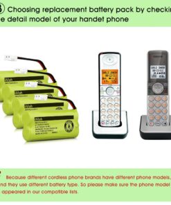 iMah Replacement BT18433/BT28433 CR1436 Cordless Phone Battery for VTech AT&T Home Telephones (Battery with Square-Hole Connector, not Round-Hole Connector), Pack of 4 11 61M l7jxHHL