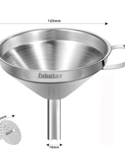 Lakatay 5-Inch Food Grade Stainless Steel Kitchen Funnel with Strainer Filter for Transferring of Liquid Dry Ingredients and Metal Cooking Funnel—Silver 1pcs-5 inch funnel 15 61M08mR7IFL