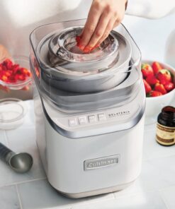 Cuisinart ICE-60WP1 2-Quart Cool Creations Ice Cream, Frozen Yogurt, Gelato and Sorbet Maker, LCD Screen with Countdown Timer, Makes Frozen Treats in 20-Minutes or Less, Stainless Steel/White Ice Cream Maker without Countdown Timer 27 61M2oo4GIHL
