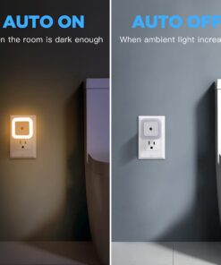 SYCEES Plug-in LED Night Light with Dusk to Dawn Sensor for Hallway, Stairs, Bathroom, Kitchen, Bedroom, Nursery, Kids Room, Warm White, Pack of 6 6-Pack, Warm White 29 61M3wWHQpEL