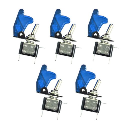 ESUPPORT Car Blue Cover Blue LED Light Rocker Toggle Switch SPST ON OFF Pack of 5