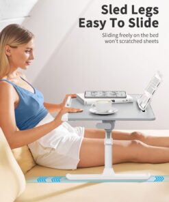 Laptop Bed Tray Desk, SAIJI Adjustable Stand for Bed, Foldable Table with Storage Drawer Eating, Working, Writing, Gaming, Drawing (Gray, X-Large) Gray 23.6 x 17.7 In 21 61M9HLpwasL