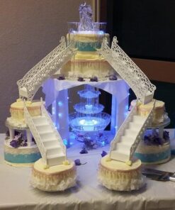 Alternative view of Cakesupplyshop Packaged Sk987 Romantic Princess Hearts & Kisses White Tiered Wedding Cake Step Decoration Stair -2pack