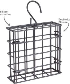 More Birds Suet Cage Bird Feeder, Fruit and Suet Feeder, Single Cake Capacity ,Black Black 24 61MBTIruNTL