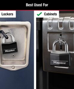 Master Lock Covered Aluminum Lock, Locker Lock with Key, Key Lock for Gym Locker, 1 Pack, 141D, Black Padlock 23 61MD3VdXOzL