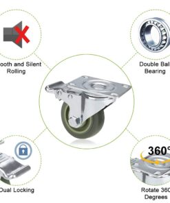 4’’ TPR Heavy Duty Swivel Caster Wheels Lockable Ball Bearing 1200lbs (Set of 4) - Silver Gray with brake 15 61MEBsc AnL