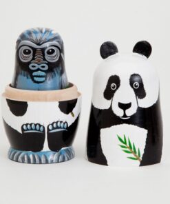 Alternative view of Bits and Pieces - Nesting Endangered Species-Hand Painted Wooden Nesting Dolls - Set of 5 Dolls from 5.5" Tall Nesting Zoo Friends