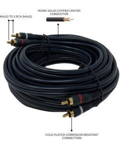 Alternative view of iMBAPrice 2RCA Male to 2RCA Male Home Theater Audio Cable - 25 Feet - Black 2-RCA to 2-RCA