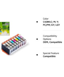NEXTPAGE Compatible Ink Cartridges Replacement for Canon CLI42 8 Pack for PIXMA PRO-100 Printer, Canon Ink CLI 42 CLI-42 Ink Cartridge Use in Canon pixma pro 100 Printer 18 61MQ5MIsFhL