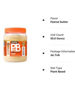 PBfit All-Natural Peanut Butter Powder, Powdered Peanut Spread From Real Roasted Pressed Peanuts, 8g of Protein, 30 Ounce (Pack of 1) 30 61MSWEnzaSL