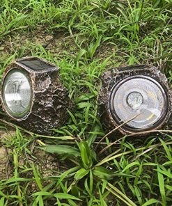 SunKite Solar Powered Rock Light, 2 Pack 10 LED Waterproof Garden Stone Lights Outdoor Landscaping Spotlights, Yard Patio Pathway Driveway Landscape Rock Brown 14 61MUGK9Y2BL