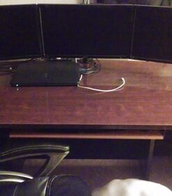 Mount-It! Triple Monitor Mount | 3 Monitor Desk Stand | Fits Three Computer Screens 19 20 21 22 23 24 Inches | C-Clamp Base | Heavy Duty Full Motion Tri Arms | VESA 75 100 Compatible up to 24 inches 49 61MV0X IR L