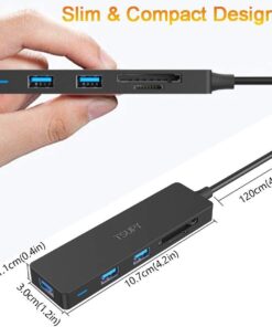 USB Hub 3.0 Splitter, TSUPY USB 3.0 Hub Multi USB Adapter Port Expander with 4ft Cable, SD/TF Card Reader & 3 USB 3.0 Ports Compatible for PC, Laptops, Surface Pro, MacBook, iMac Pro 4 FT 32 61MVYA6iuAL