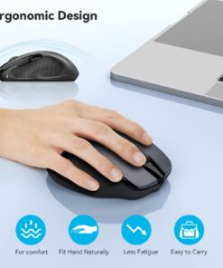 TECKNET Bluetooth Mouse, Wireless Mouse with 6 Buttons, 5 Adjustable DPI Levels, 24 Month Battery Life, Ergonomic Computer Mouse for Laptop, Computer, Mac, PC, Windows, Chromebook, Notebook Grey 46 61MWgahAa9L