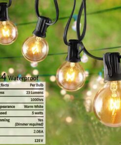 SUNSGNE 50ft Outdoor Globe String Lights G40 Patio String Lights with 53 Bulbs Connectable Commercial Hanging Lights for Christmas Patio House Backyard Balcony Party Wedding Decor, Black 50 Ft 16 61MXN31tJXS