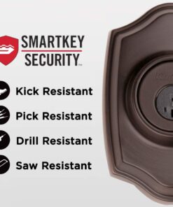 Alternative view of Kwikset Belleview Front Door Lock Handle and Deadbolt Set, Entry Handleset Exterior with Interior Door Knob, Venetian Bronze, Pick Resistant SmartKey Rekey Deadbolt Security Brown