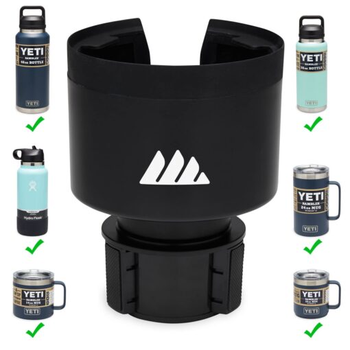 Integral Ultimate Expander Car Cup Holder - Adjustable Base - Expander & Organizer for Vehicles - Compatible with Coffee Mug, Yeti 14/24/36/46oz, Ramblers, Hydro Flasks 32/40oz, 3.4"-4.0" Bottles Black 1 Pack