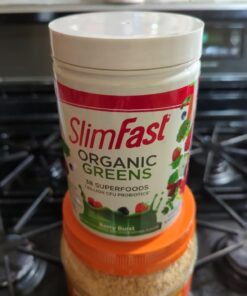 SlimFast Greens Powder, Green Superfoods with Organic Wheat Barley Grass, Flax Seed & Inulin, Oat Fiber Supplement, 1 Billion CFU Probiotics, Probiotic Multi Enzyme- Berry Burst, 30 Servings Organic Greens 31 61MfRIT83rL